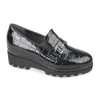 Donna Valleverde Mocassino Con Zeppa 45104 Nero Coccodrillo