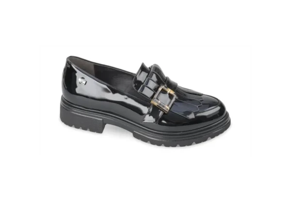 Donna Valleverde Mocassino Da Donna In Pelle 45454 Vernice Nero