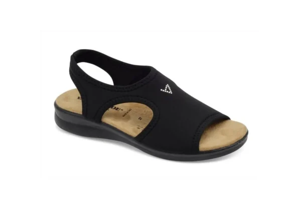 Donna Valleverde Sandalo Da Donna In Tessuto Elastico 25322 Nero