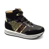 Donna Nero Giardini Teens Scarponcini In Pelle Con Glitter Platform I131970F Nero