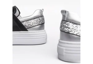 Donna Nero Giardini Sneakers Da Donna In Pelle Platform Nero Argento