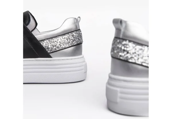 Donna Nero Giardini Sneakers Da Donna In Pelle Platform Nero Argento