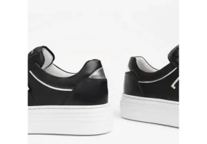 Donna Nero Giardini Sneakers Da Donna In Pelle Nera Con Logo Platform