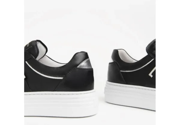 Donna Nero Giardini Sneakers Da Donna In Pelle Nera Con Logo Platform