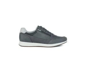 Uomo Geox Sneakers Da Uomo In Pelle Con Zip Avery U35H5A Grey