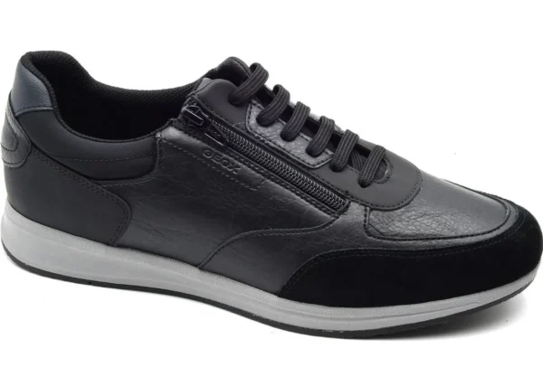 Uomo Geox Sneakers Da Uomo In Pelle Con Lacci E Zip U16H5B
