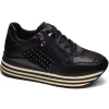 Donna Queen Helena Sneakers Platform In Similpelle Con Strass X25-42 Black