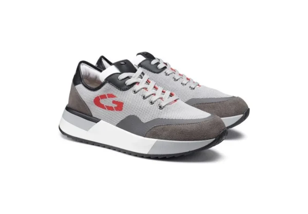 Uomo Guardiani Sneakers Sportiva Da Uoomo In Pelle E Tessuto Agm009100 Grey